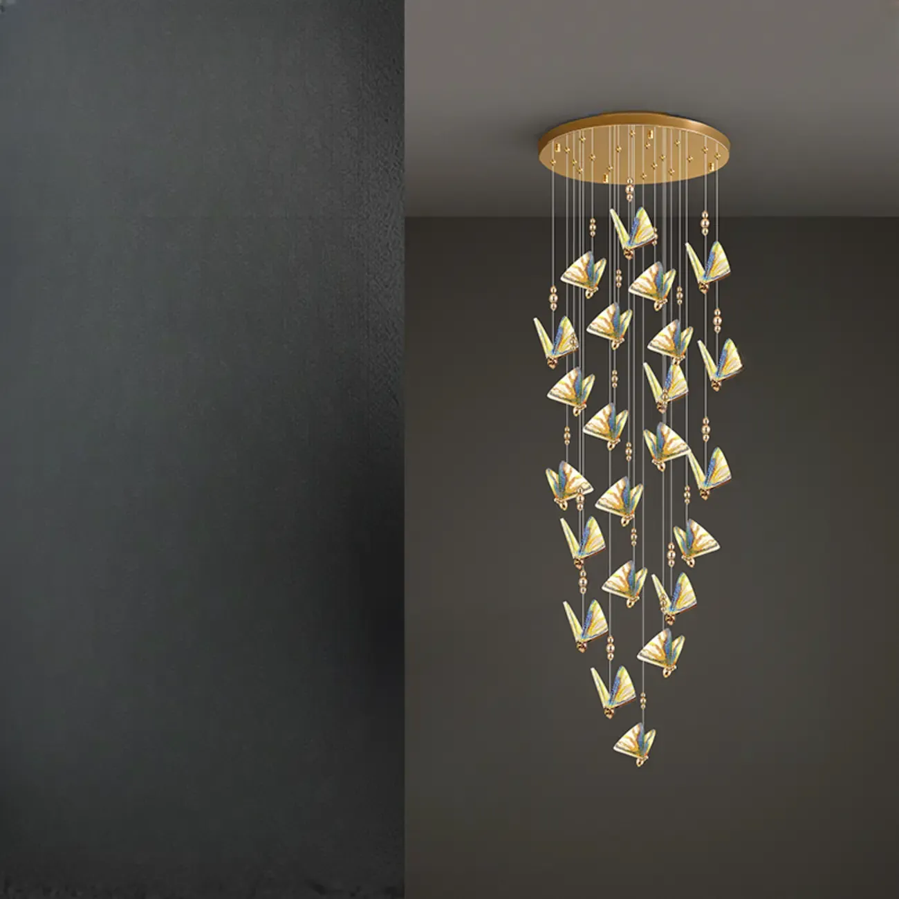 Modern Crystal Linear Butterfly Chandelier Light with Remote