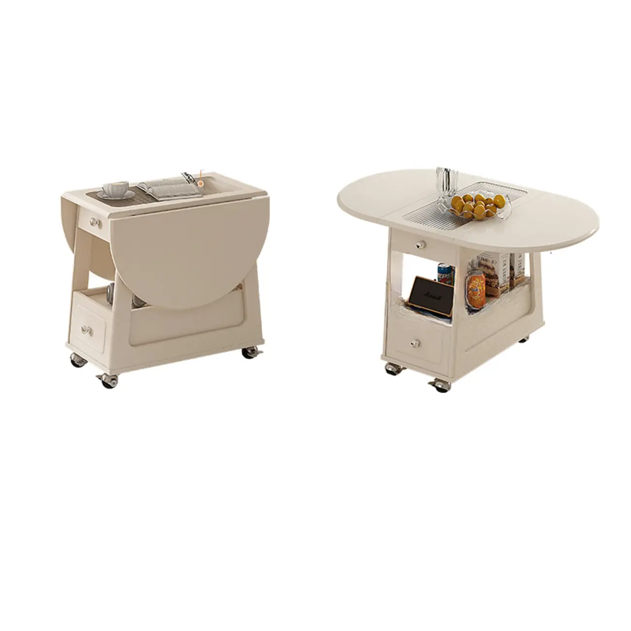 Adjustable Tabletop Modern Wood Side Table with Wheels