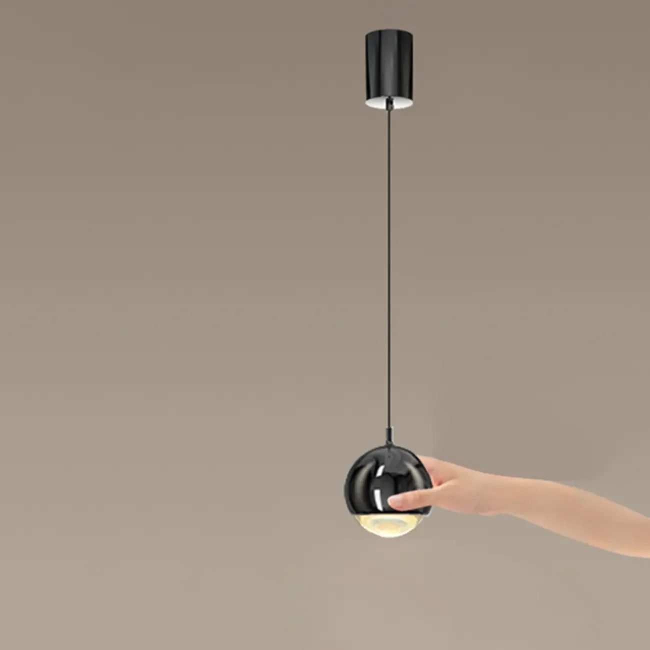 Modern Chrome Metal Globe Pendant Light Warm LED