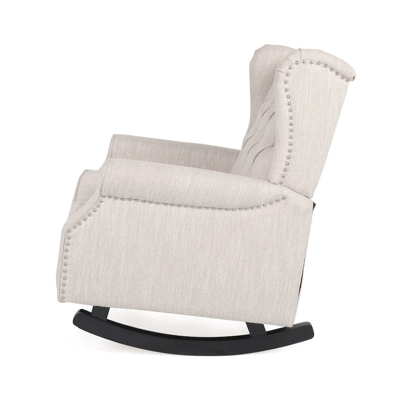 Dobles Fabric Tufted Wingback Rocking Chair by