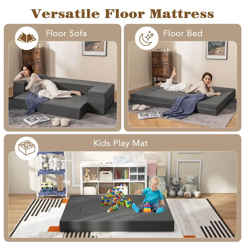 Costway 8-Inch Folding Sofa Bed with High-density Foam & Washable