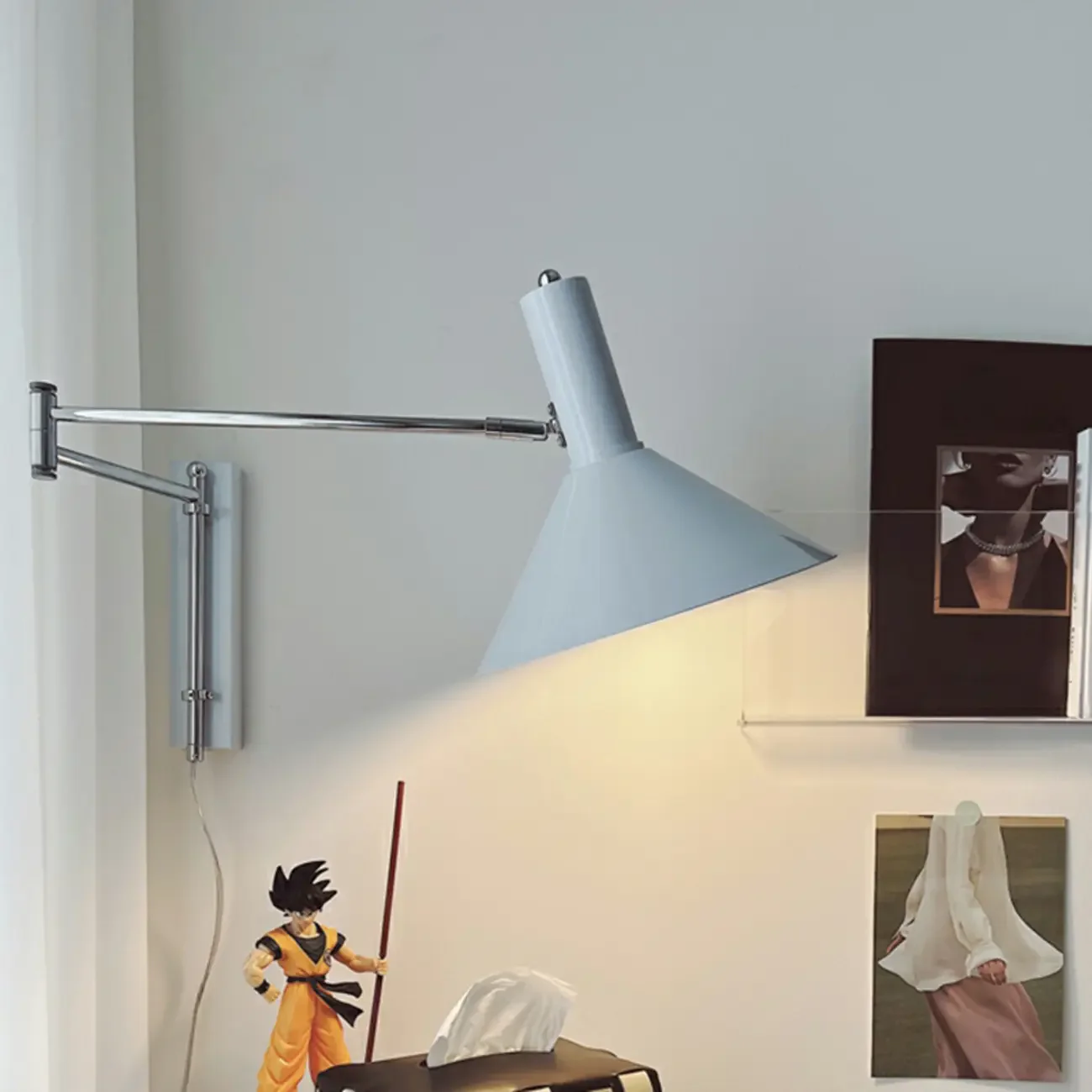 Metal Swing Arm Wall Light with Iron Shade