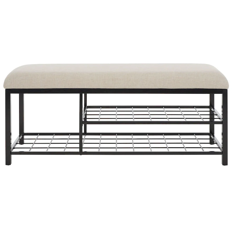 SAFAVIEH Yael Open Shelf Bench with Cushion - 42 W x 15 D x 18 H - 42Wx15Dx18H