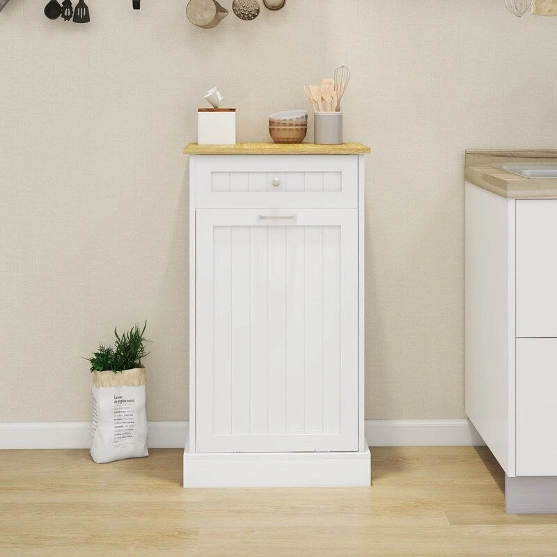 1 Drawers and 1-Compartment Tilt-Out Trash Cabinet Kitchen Trash Cabinet
