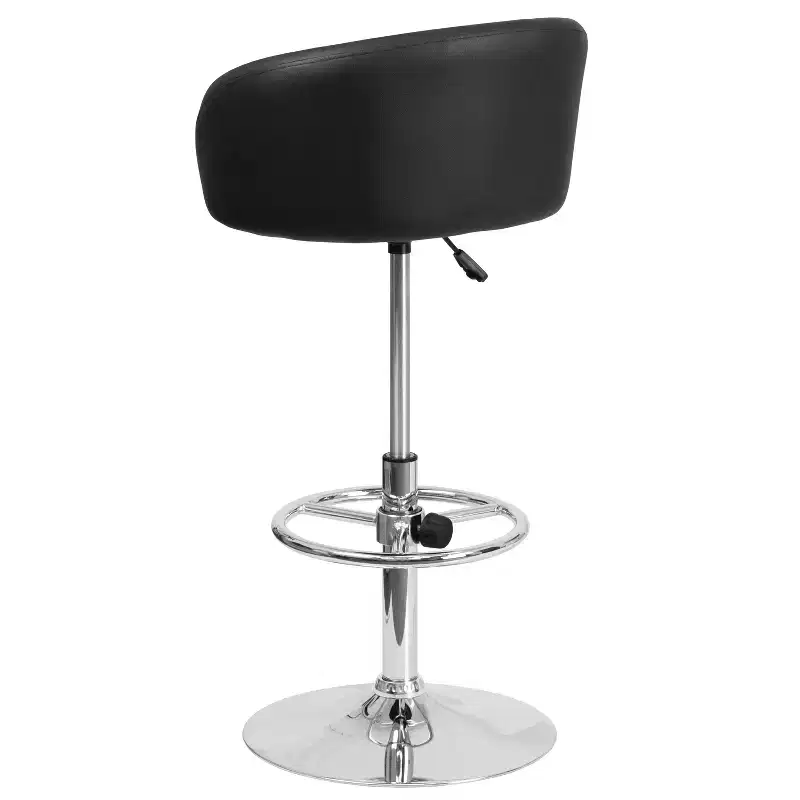 Merrick Lane Bucket Seat Bar and Dining Stool Modern Stool with 360 Swivel, Adjustable Height and Metal Footrest