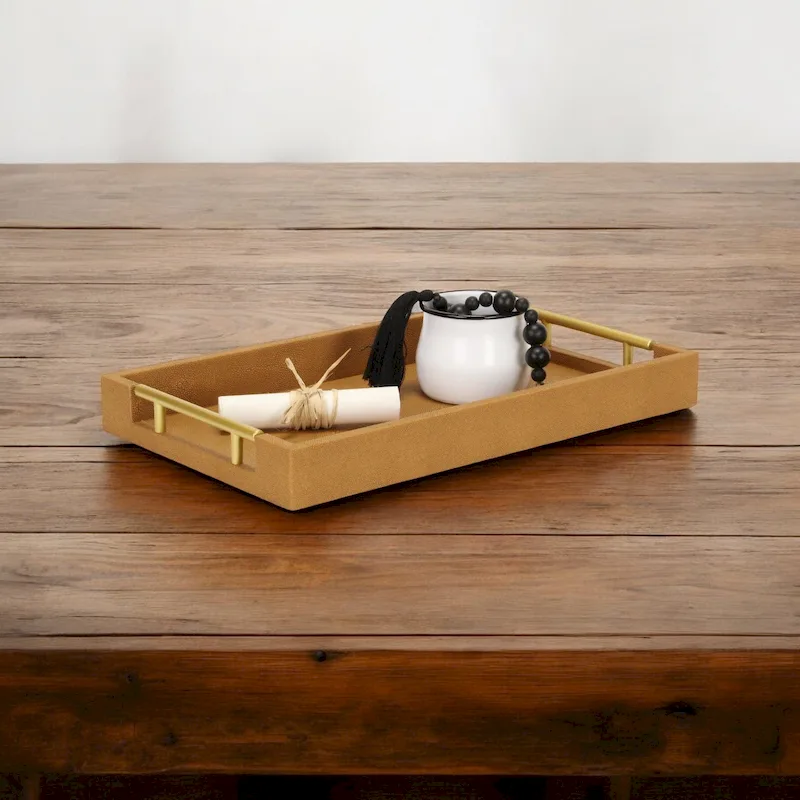 Lusan Faux Shagreen Tray with Handles