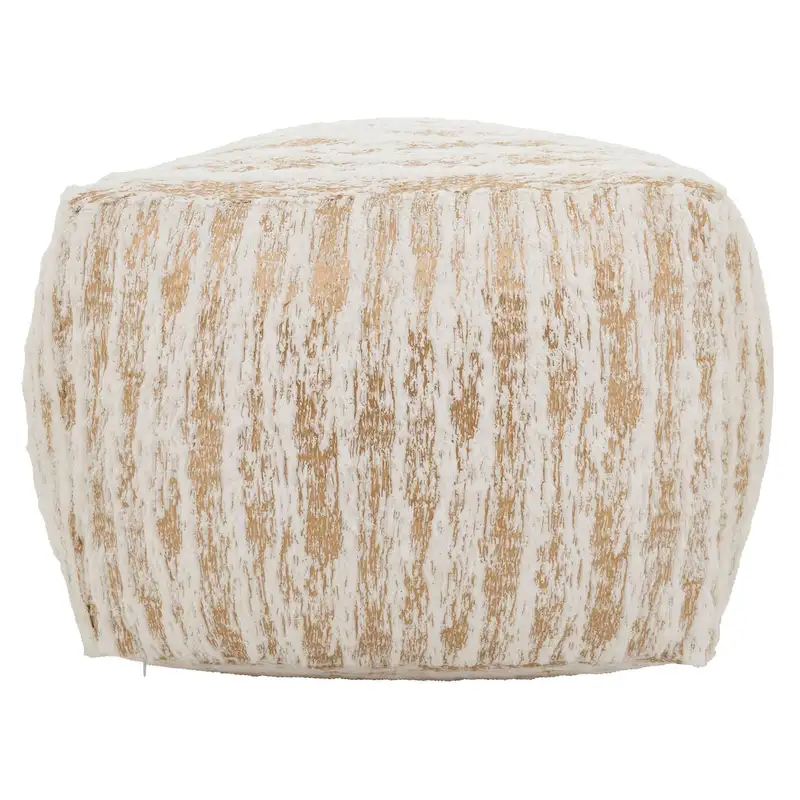Faux Fur Pouf With Foil Print Design