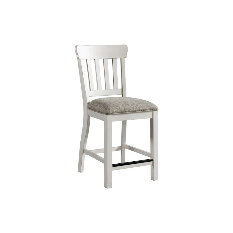 Drake Two-Toned Rustic White and Oak Slat Back Counter Height Barstool (Set of 2)