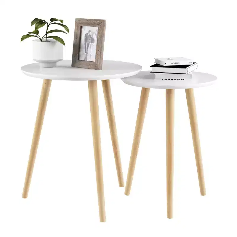 Lavish Home Set of 2 Nesting Side Tables, White
