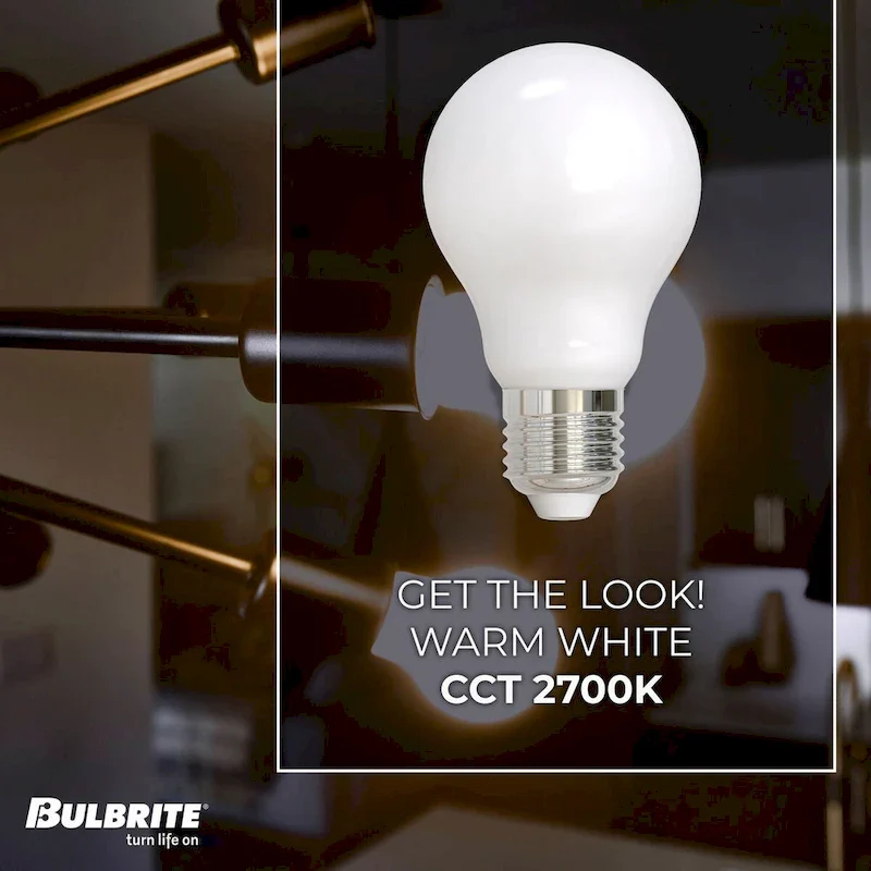 Bulbrite LED Filament Pack of (4) 7 Watt Dimmable A19 Light Bulbs with Milky Finish and Medium (E26) Base - 2700K