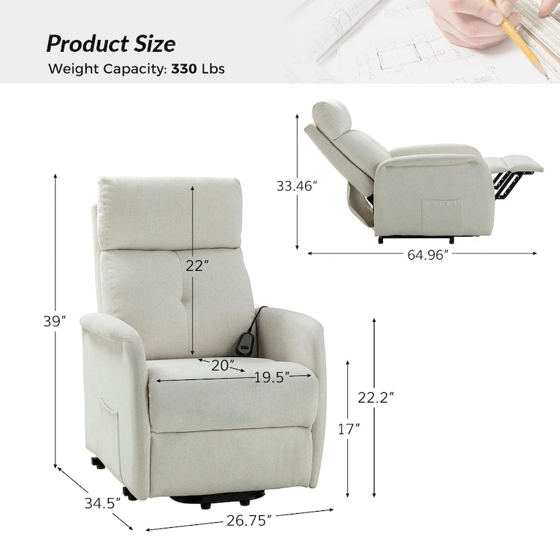 Elisa Power Remote Lift Assist Recliner Set Of 2 with Metal Base