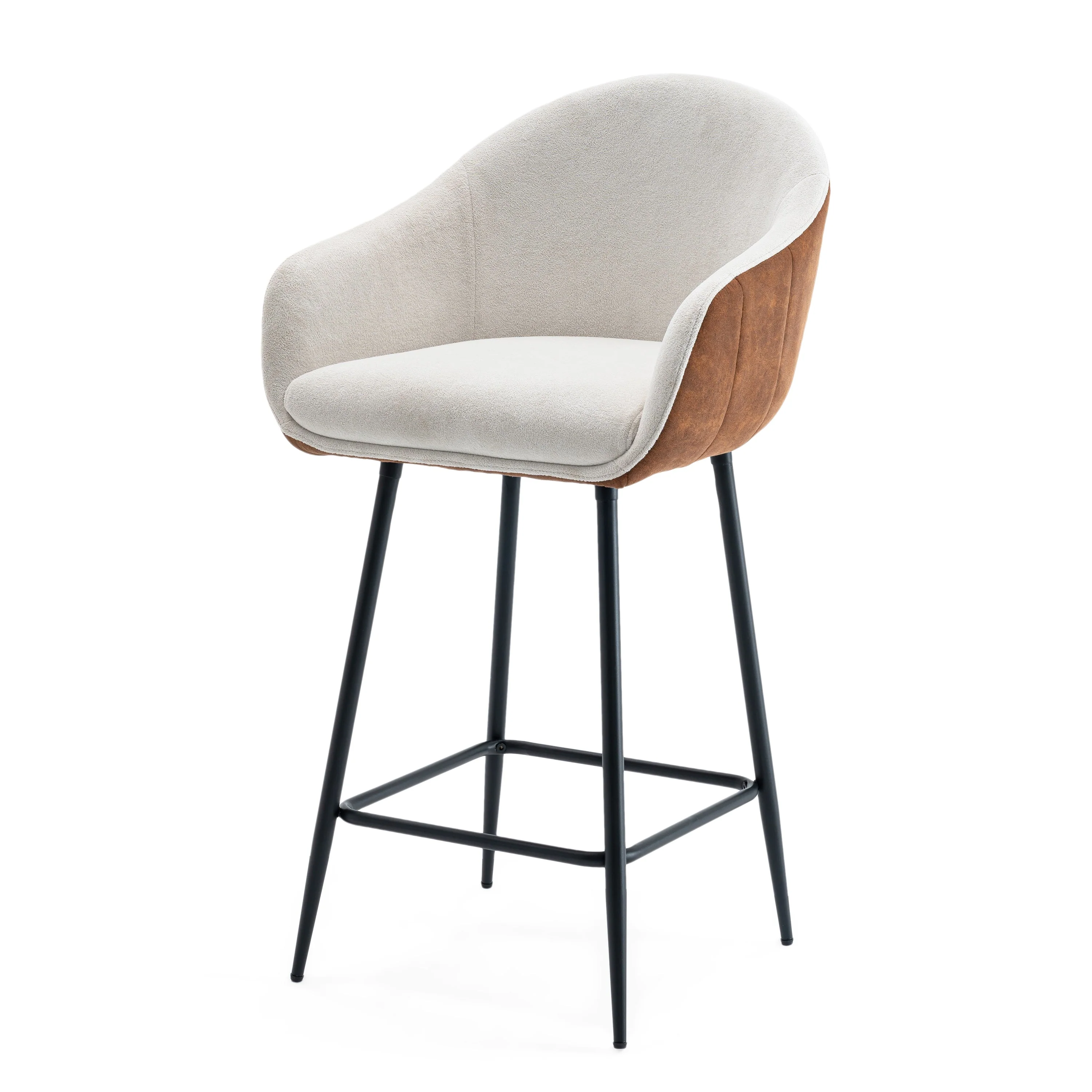 Luxury Bar Beige & Brown Upholstery Counter Stools