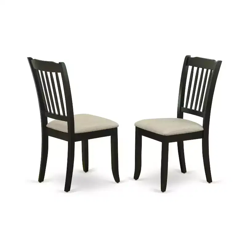 HomeStock 5-Pc Black Finish Solid Wood Top - Rectangular Dining Room Set - Seats 4
