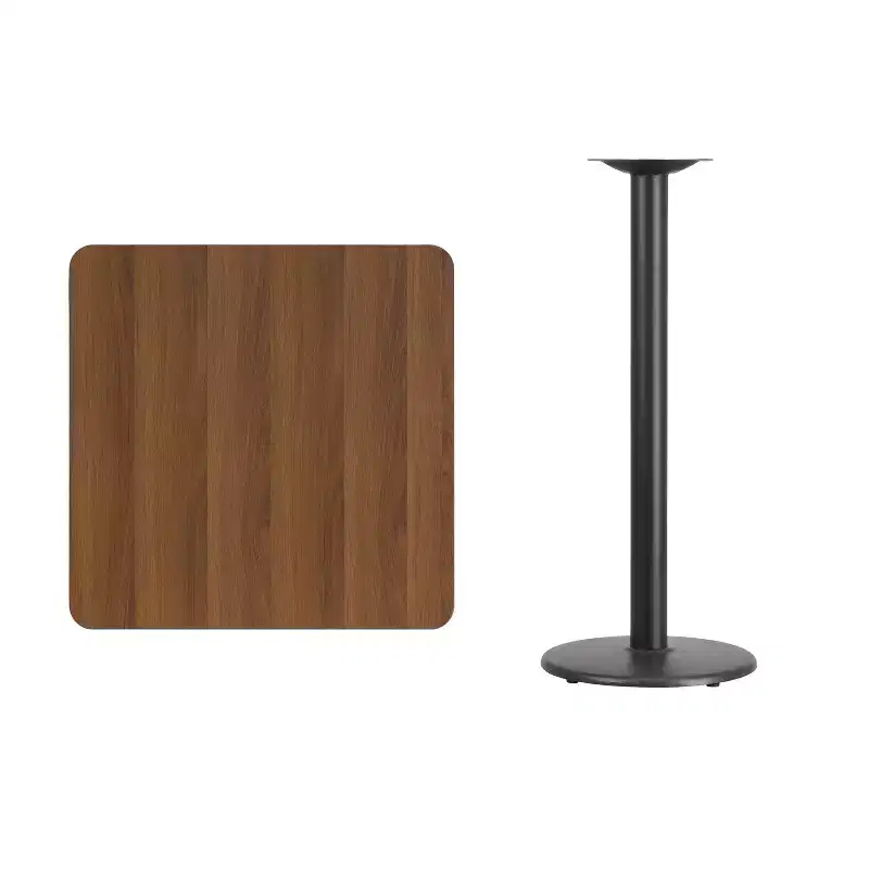 Emma and Oliver 30 Square Laminate Table Top with 18 Round Bar Height Table Base