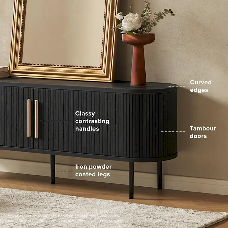 mopio Quin 59 Tambour TV Stand, Fluted Entertainment Center