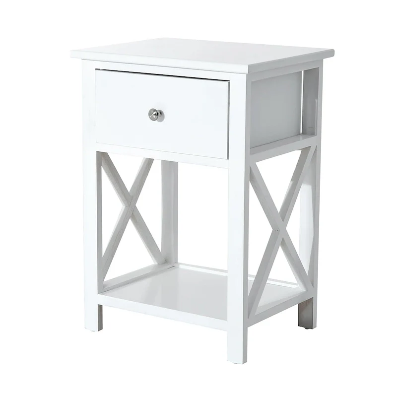 HomCom Wood X-side End Table - 15.5L X 12W X 22H