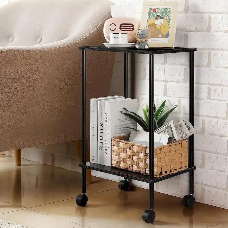 2-Tier Side Table with Wheels