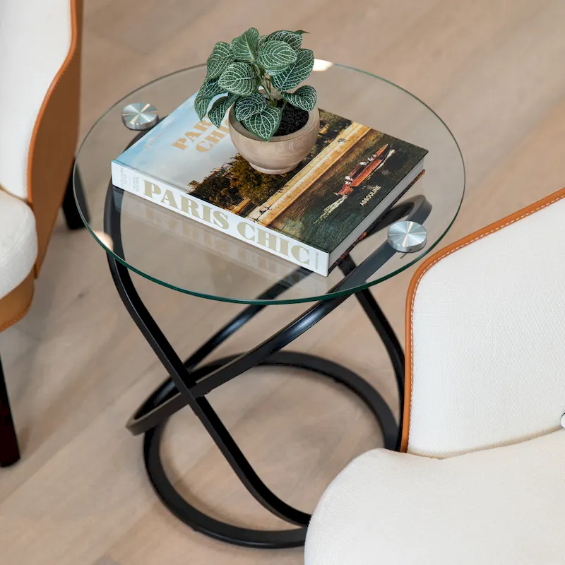 Galaxy Tempered Glass Round End Table - Modern Sculptural Design