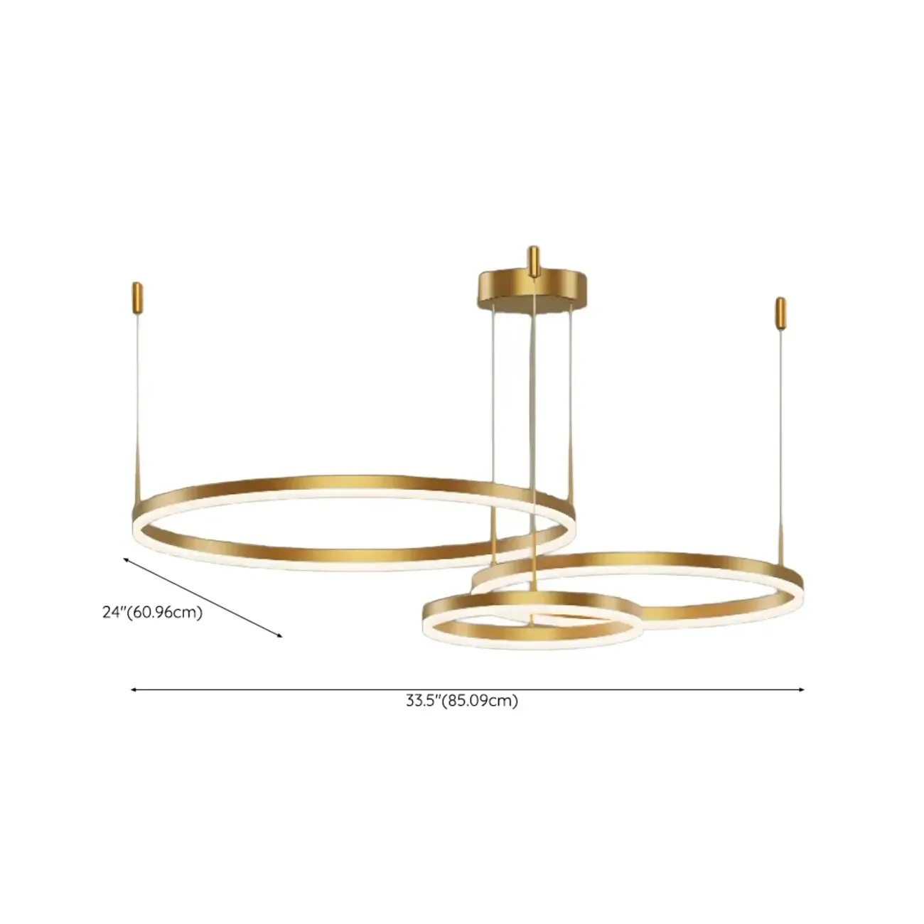Modern Gold Multi-Circle Tiered Metal Ring LED Chandelier