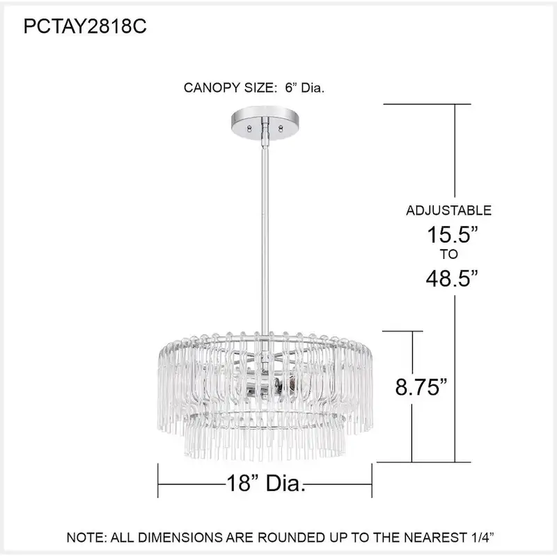 Tayshia 3-Light Polished Chrome Pendant Light