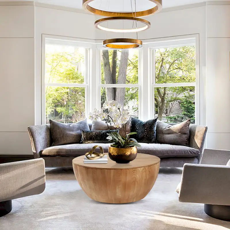 35.43Vintage Style Bucket Shaped Coffee Table for Living Room