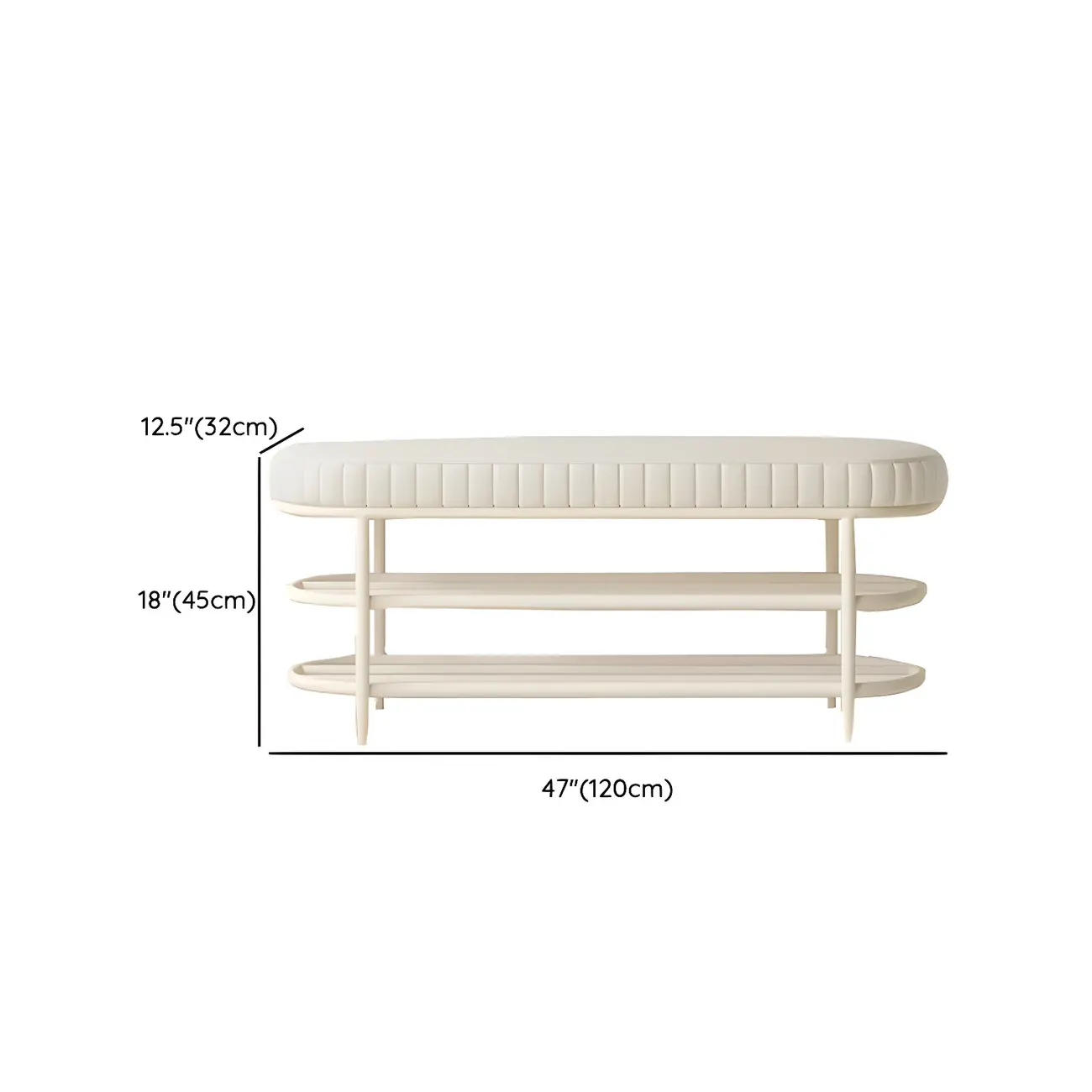 Elegant Oval Metal Cushioned Shoe Rack Bench
