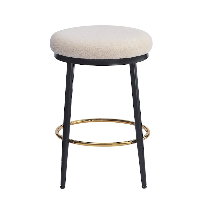 Altrium Modern Upholstered 24.75-Inch Round Backless Counter Stools with Iron Frame (Set of 4) by Christopher Knight Home