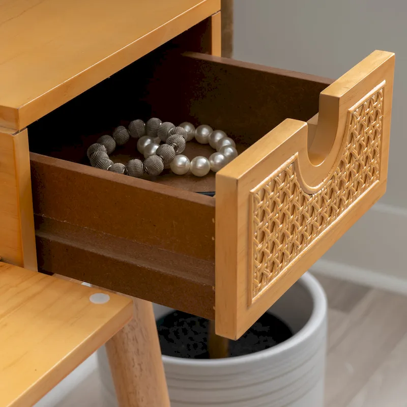 Chantal Natural Wooden 2 Cane Drawer Vanity