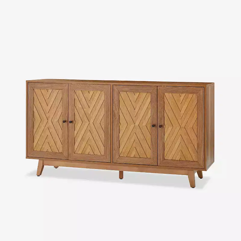 Adolf 57Wide Mid-century Chevron-patterned Sideboard with Adjustable Shelves|HULALA HOME