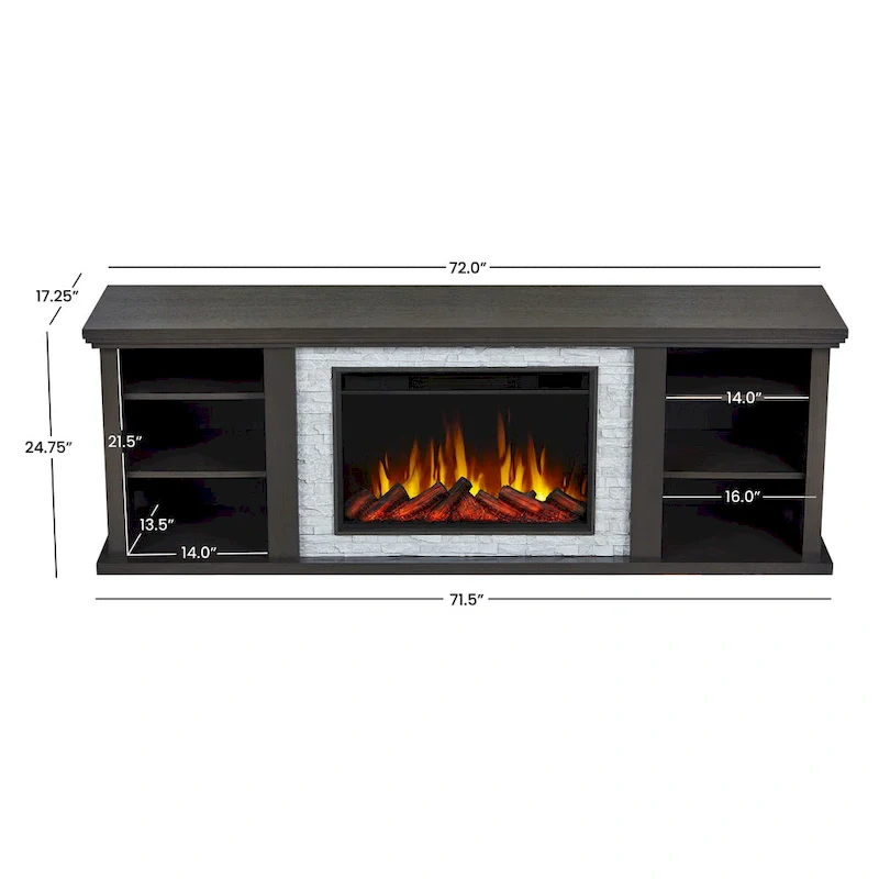 Kenai 72 Electric Slim Fireplace TV Stand in Dark Oak by Real Flame