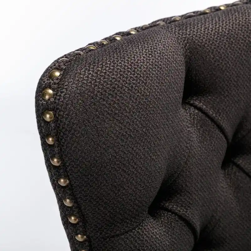 Tufted Upholstered Linen Dining Chair with Solid Wood Legs, Set of 2