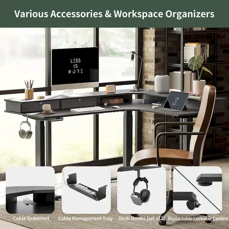 FEZIBO/Home Office Furniture/Brown&Black/Wood/Standing Desk/Desks