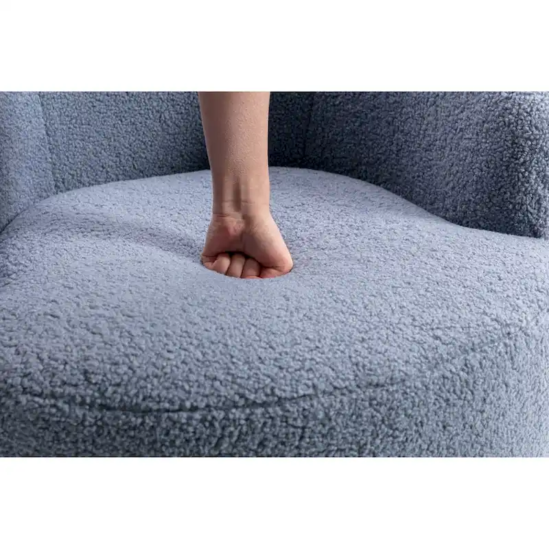 Swivel Accent Armchair Barrel Chair with Black Powder Coating, Blue