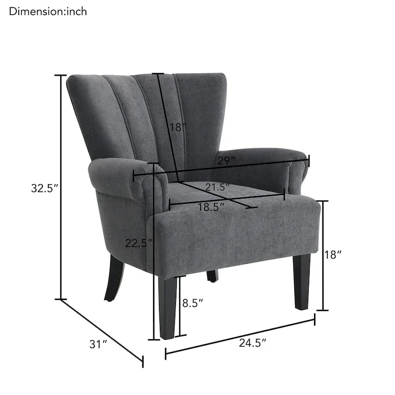 29 Upholstered Arm Chair with High-Density Foam and Channel Back