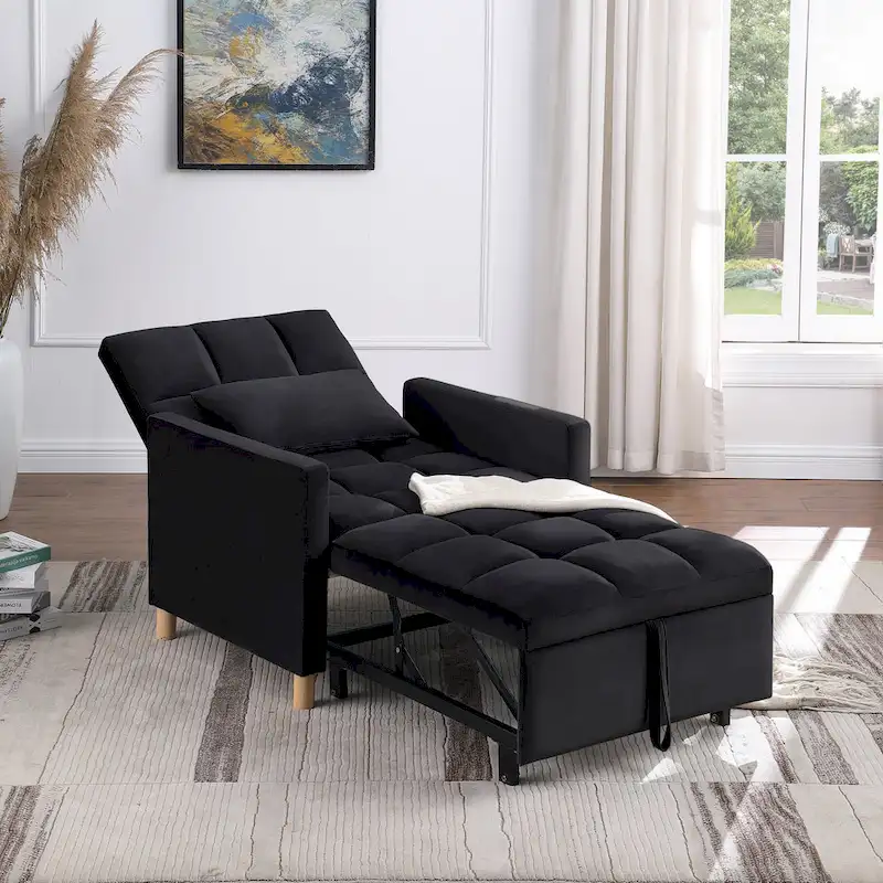 Convertible Sleeper Sofa Chair Bed, Adjustable Chair with Pillow, Multi-Functional Sleeper Chair