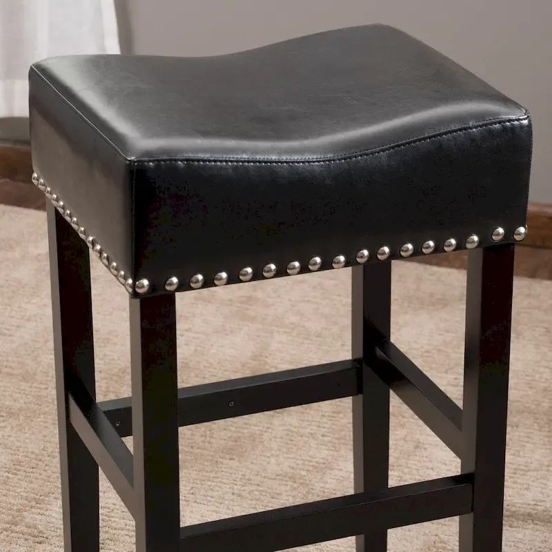 Lisette 30-inch Backless Leather Bar Stool (Set of 2) by Christopher Knight Home