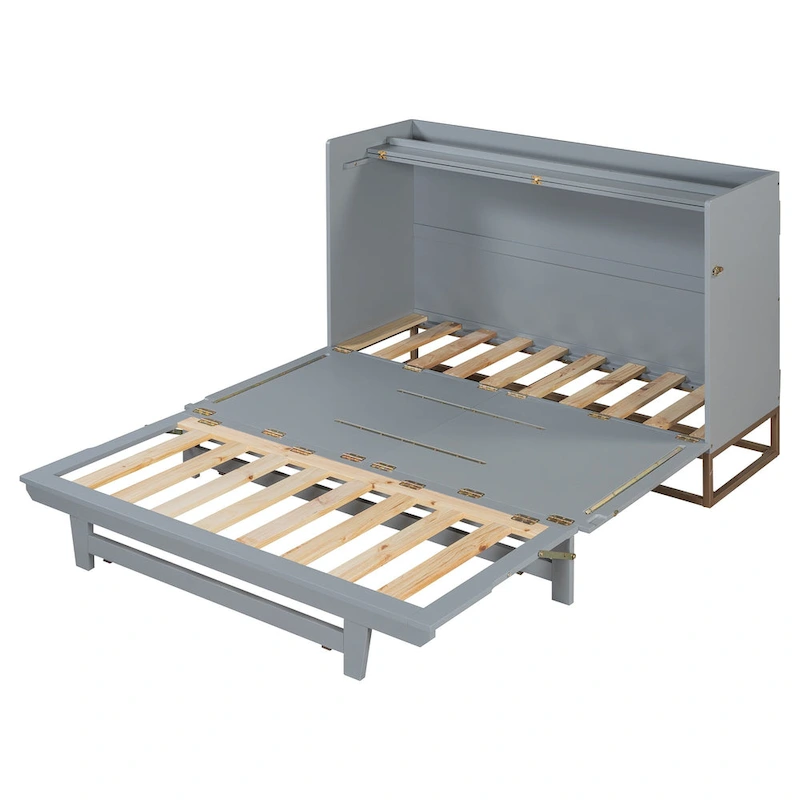 Queen Murphy Bed with Cabinet Design, Multi-Functional, 400lb Capacity