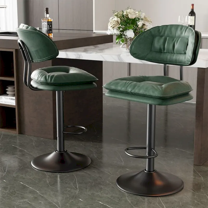 Set of 2 Swivel Bar Stools Adjustable Counter Height