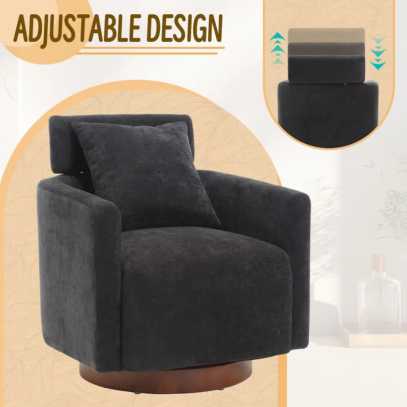 360 Degree Accent Swivel Chair,Chenille Upholstered Arm Chair