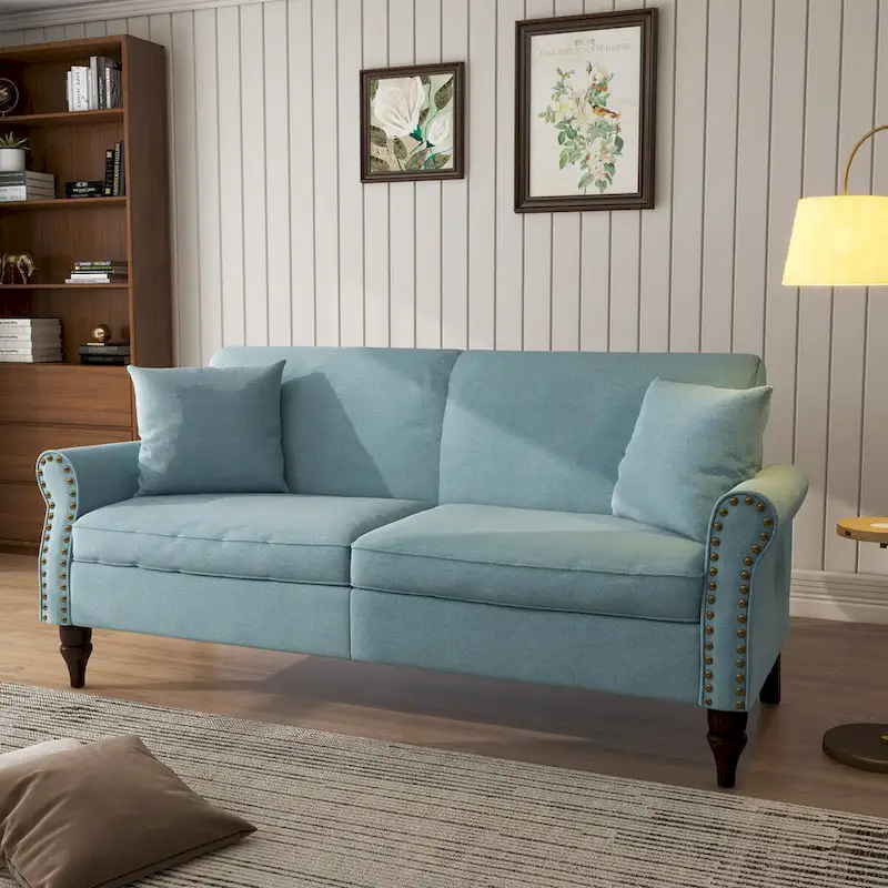 Modern 73 Nailhead Trim Loveseat Sofa