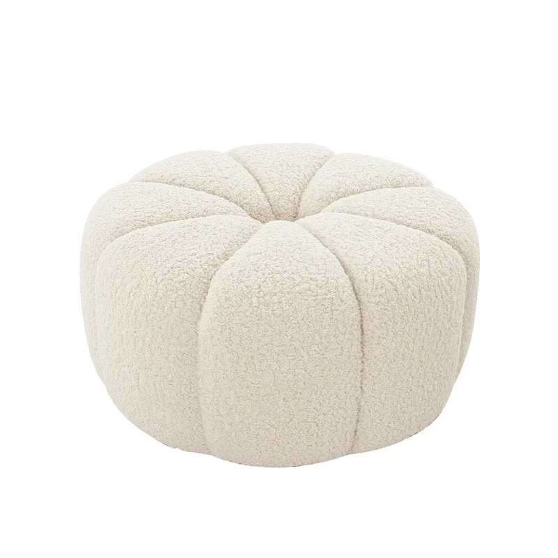 Pasargad Home Noho Pompeii Boucle Ottoman, Cream