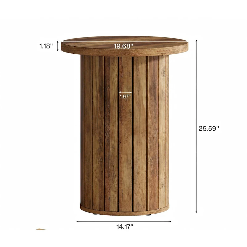 Round End Table with Pedestal Base, Small Couch Side Table