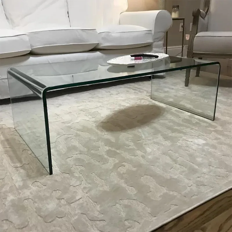 Glass Console Table, Transparent Tempered Glass Console Table