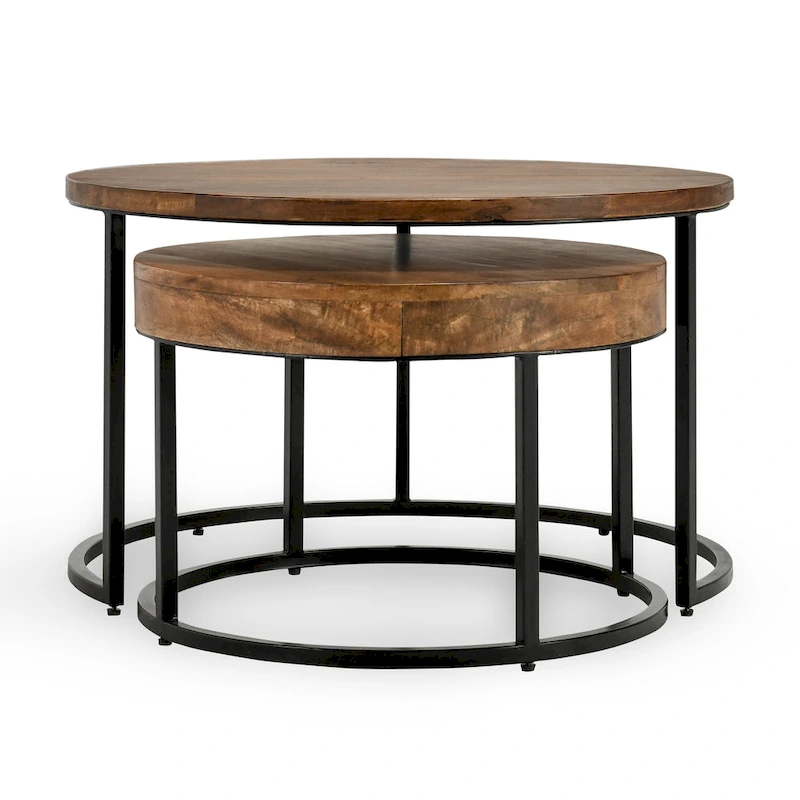 Classic Home Emma Set of 2 Nesting Tables in Natural Brown