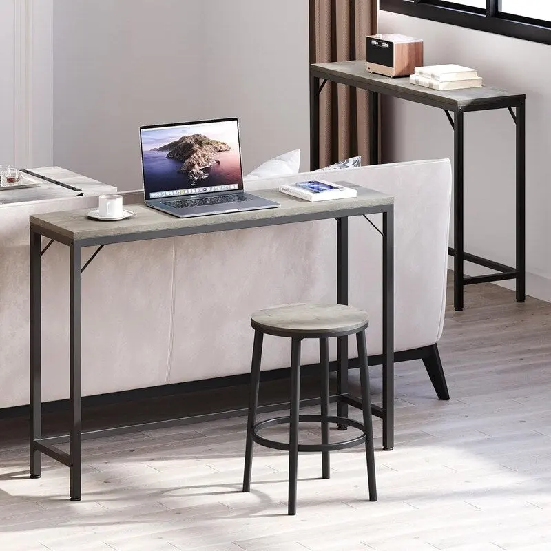 Console Table, 2-Tier Entryway Table with Storage, Narrow Sofa Table with V Design