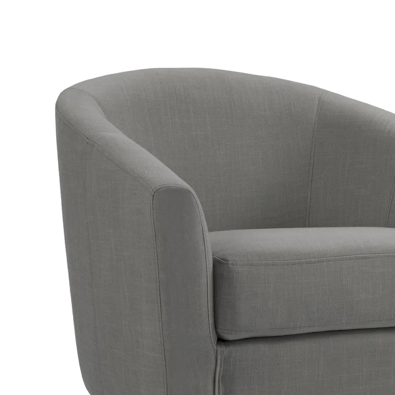 Upholstered Modern Barrel Accent Chair with Wood Legs