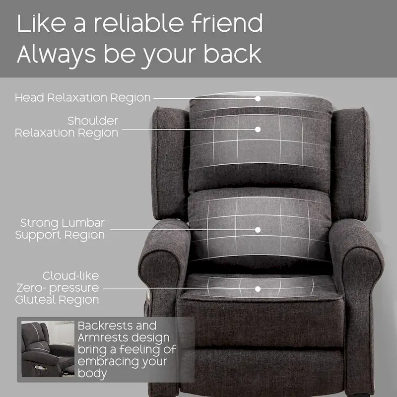 HOMYKA Manual Pushback Recliner Adjustable Accent Chair Wingback Armchair Set of 2