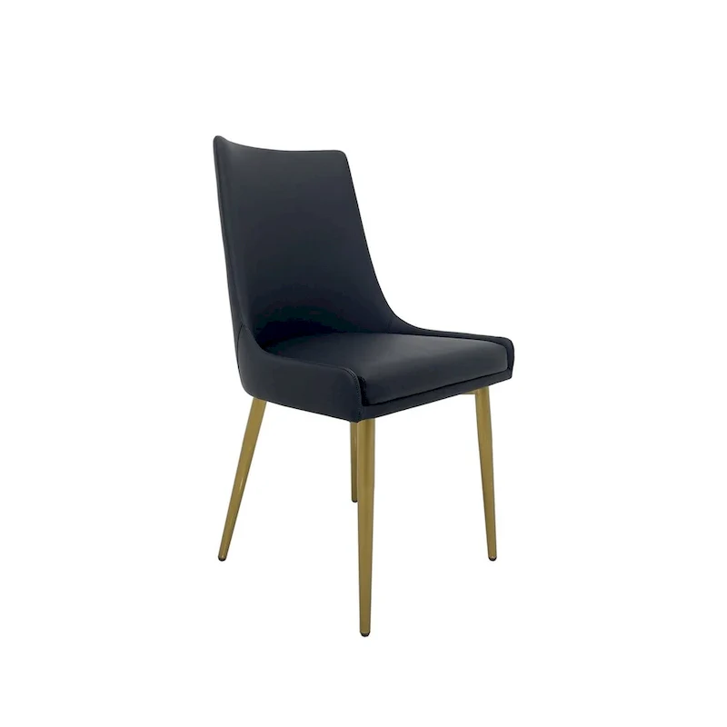 Newport Furnishings Dining Chairs with PU Seat and Matte Gold Legs (Set of 2)