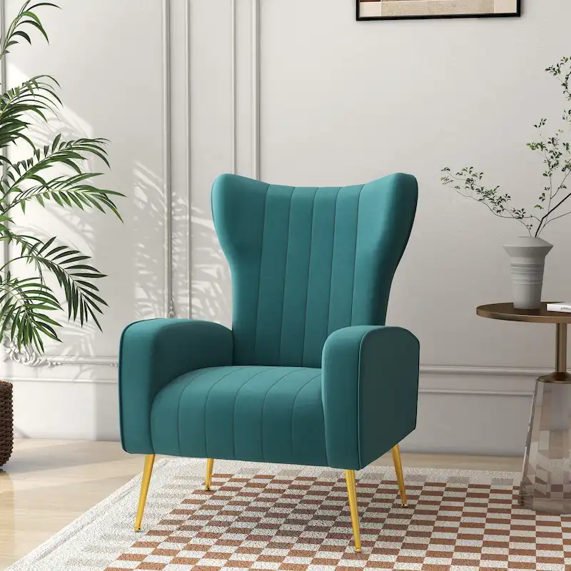 Upholstered Wingback Accent Chair - 26.4W x 37.8H x 32.6D
