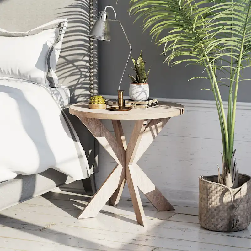 COZAYH Farmhouse Cross Leg End Table